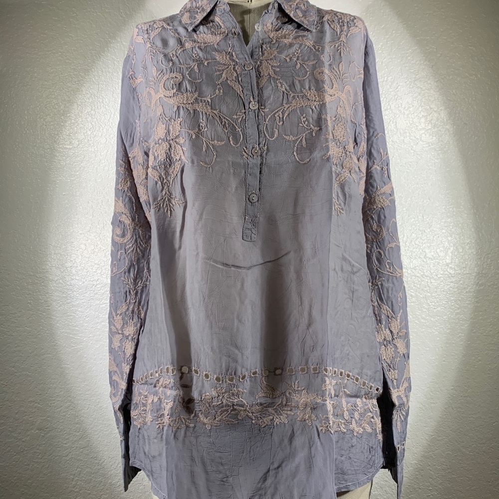 Johnny Was Haass Henley rayon top size S NWT
